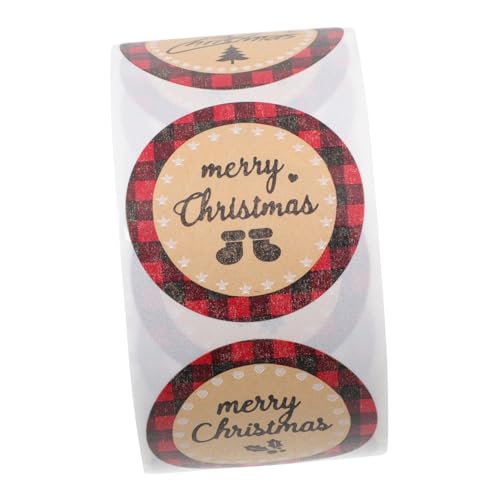 WEKADRIN Weihnachts Geschenkversiegelung Aufkleber Selbstklebend Kraftpapier Etiketten für Umschläge Dekoration Ablösbar ohne Rückstände Geeignet für Geschenkverpackung und Weihnachtsfeier von WEKADRIN