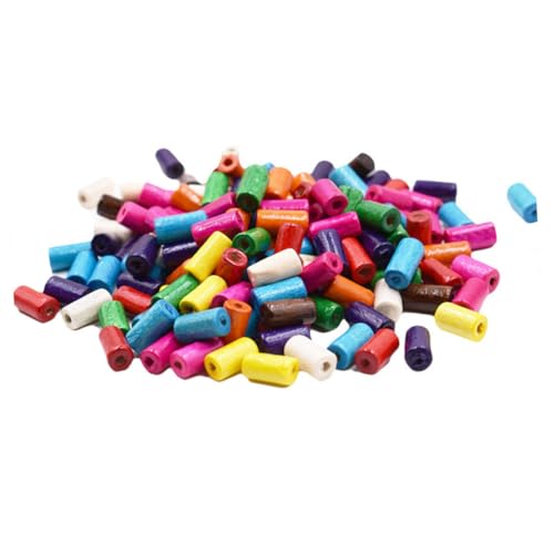 WEKAMOS 1 Packung Bunte Holzperlen Zylindrische DIY Bastelperlen für Schmuck für Kreative Bastelprojekte Vielseitig Einsetzbar von WEKAMOS