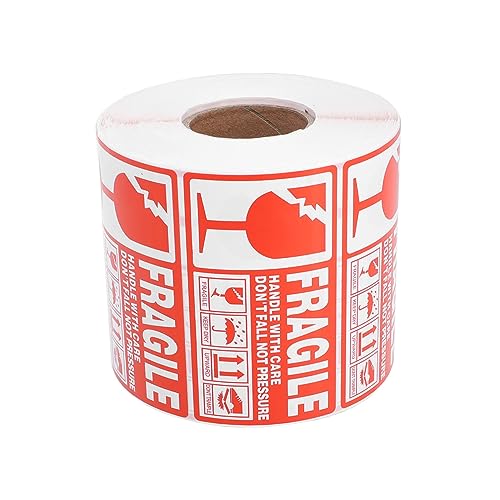 WEKAMOS 1 Rolle Handle With Care Warnetiketten Selbstklebende Fragile Aufkleber für Versand für Kartons und Empfindliche Einfach Anzubringen und Vielseitig Einsetzbar von WEKAMOS