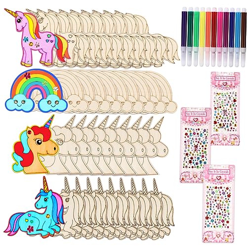 WEKAMOS 1 Satz DIY Einhorn Holzfiguren Set Unlackierte Holzschneiden für Kreative Bastelprojekte für Heimdekoration und Partygestaltung für DIY Designs und Kreative Dekorationen WEKAMOS 1 Satz DIY Einhorn Holzfiguren Set Unlackierte Holzschneiden für Kreative Bastelprojekte für Heimdekoration und Partygestaltung für DIY Designs und Kreative Dekorationen von WEKAMOS