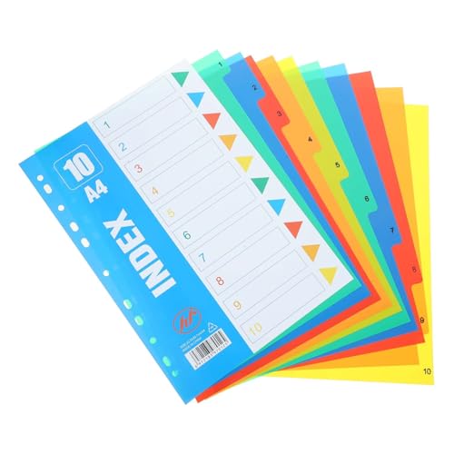 WEKAMOS 1 Satz Pastel Trennblätter mit Beschriftbaren Tabs für Ringordner Teiliges zur Dokumentenorganisation für Büro und Zuhause Nummer von WEKAMOS