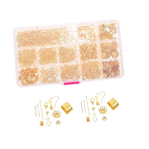 WEKAMOS 1 Schachtel DIY Ohrring Haken Ohrschmuck Bastelmaterialien Goldfarbene Ohrhaken Schmuckherstellung Zubehör für Erwachsene und Anfänger zum Selbermachen und Reparieren von WEKAMOS