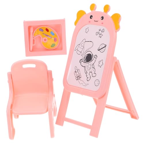 WEKAMOS 1 Set Entzückende Miniaturmöbel, Verschleißfeste Miniaturmöbel, Puppenhaus-staffelei, Spielhausstuhl, Mini-farbtablett von WEKAMOS