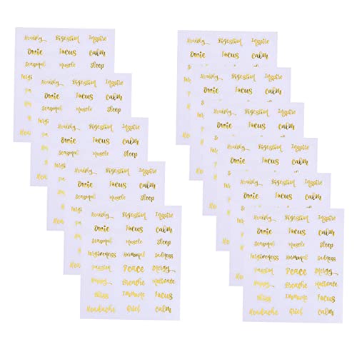 WEKAMOS 10 Blatt Wasserdichte Aufkleber für Ätherische Öle DIY Etiketten für Parfümflaschen Gold Dekorieren und Organisieren von Ölen und von WEKAMOS