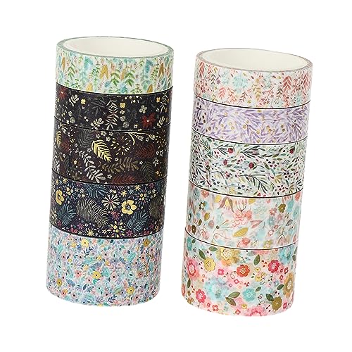 WEKAMOS 10 Rollen Dekoratives Papier Klebeband DIY Bastel Tape für Scrapbooking mit Einzigartigen Mustern und Leuchtenden Farben pro Rolle Vielseitig Einsetzbar für Kreative Projekte von WEKAMOS