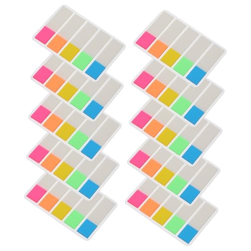 WEKAMOS 10 Sätze Fluoreszierende Haftnotizen mit Index tabs Selbstklebende Farbige Markierungsstreifen für Büro und Schule Praktische Notizzettel zum Organisieren und Kennzeichnen von von WEKAMOS