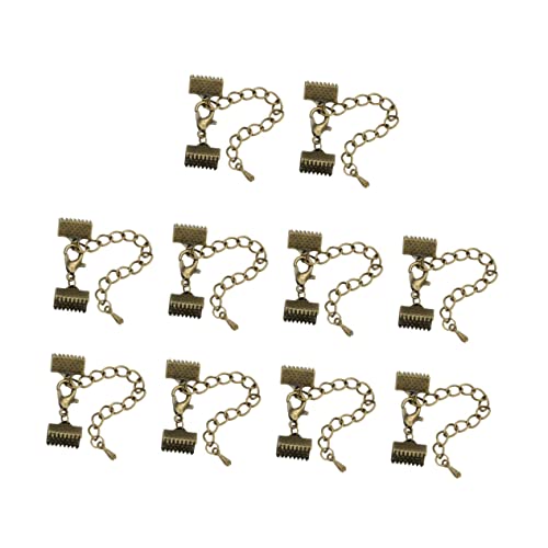 WEKAMOS 10 Stück Plattierte Schnur Enden Klemmen für DIY Schmuck Bronze Kordelverschluss mit Eisenkette und Karabinerhaken für und Armbänder WEKAMOS 10 Stück Plattierte Schnur Enden Klemmen für DIY Schmuck Bronze Kordelverschluss mit Eisenkette und Karabinerhaken für und Armbänder von WEKAMOS