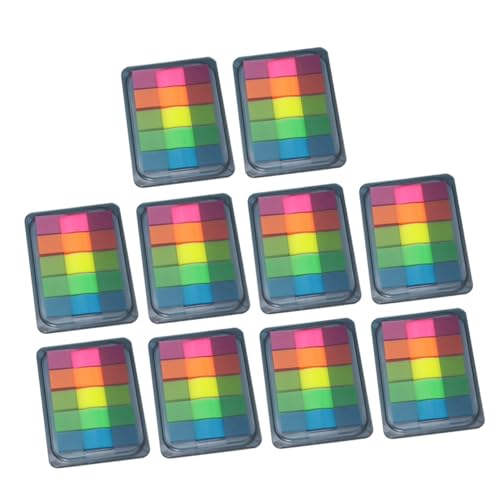 WEKAMOS 10 Stück Selbstklebende Index Label Tabs aus Transparentem Pet Fluoreszierend Mehrfach Verwendbar Farbige Haftnotizen für Büro Schule Studium zum Markieren und Organisieren von von WEKAMOS