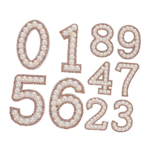 WEKAMOS 10 Stück Teiliges Aufbügelbare Strass Perlen Zahlen Applikationen für Kleidung Langlebige DIY Bügelflicken für T Shirts Kleider Vielseitige und Robuste Ziffern Patches von WEKAMOS