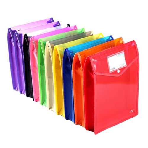 WEKAMOS 10 Stück Teiliges Dokumententaschen mit Druckknopf Sammelmappe für Büro Schule und Reise Langlebige Schreibmappe zur Sicheren Aufbewahrung von Akten und Unterlagen von WEKAMOS
