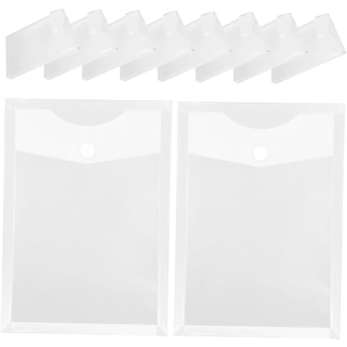 WEKAMOS 10 Stück Teiliges Dokumententaschen mit Verstärktem Druckknopf Transparente Organizer Große Kapazität Leicht für Büro Schule und Zuhause zur Sicheren Ablage und Einfachen von WEKAMOS
