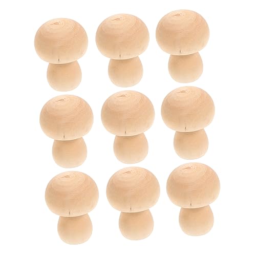 WEKAMOS 10 Stück Teiliges Holz Mushroom für DIY Kinderprojekte Unvollendete Holzfiguren zum Bemalen und Dekorieren für Zuhause und Bastelarbeiten von WEKAMOS