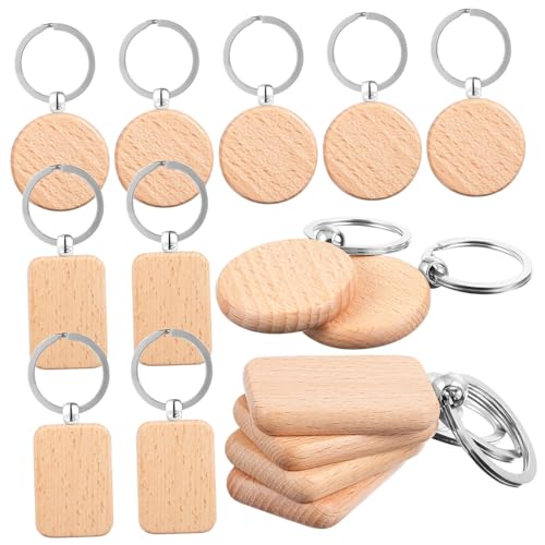 WEKAMOS 10 Stück Teiliges Holz Schlüsselanhänger Rohlinge Runde und Rechteckige Holzanhänger Beschreibbar und Gravierbar Leichte und Stabile Schlüsselringe für DIY Geschenke Taschen und WEKAMOS 10 Stück Teiliges Holz Schlüsselanhänger Rohlinge Runde und Rechteckige Holzanhänger Beschreibbar und Gravierbar Leichte und Stabile Schlüsselringe für DIY Geschenke Taschen und von WEKAMOS