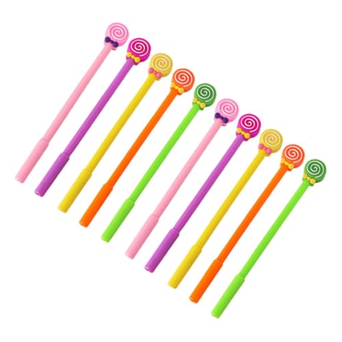 WEKAMOS 10 Stück Teiliges Kawaii Signaturstifte Schwarz Cartoon Lutscher Design Leichte Praktische Schul und Studenten Kugelschreiber mit Einzigartiger Form als und Schreibwaren von WEKAMOS