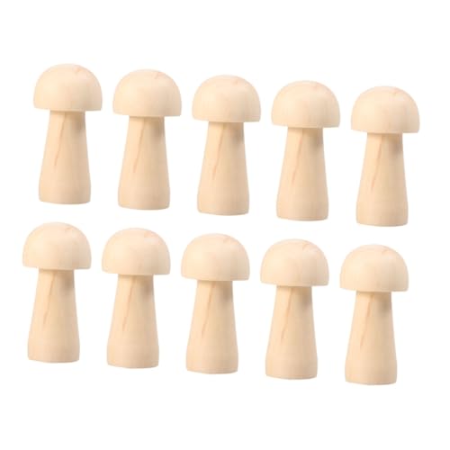 WEKAMOS 10 Stück Teiliges Kleine Holzpilzfiguren DIY Bastelset zum Bemalen Natürliche Holzpuppen Handgefertigte Holzpilz dekoration für Kreative Holzfiguren zum Gestalten und Bemalen von WEKAMOS