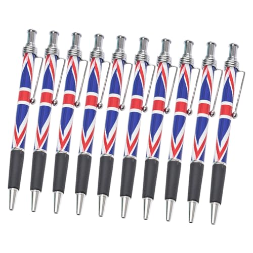 WEKAMOS 10 Stück Teiliges Kugelschreiber mit Britischer Flagge Komfortable Schreibgeräte für Büro Schule und Zuhause Glattes Schreiben mit Schwarzer Einzigartiges Design von WEKAMOS