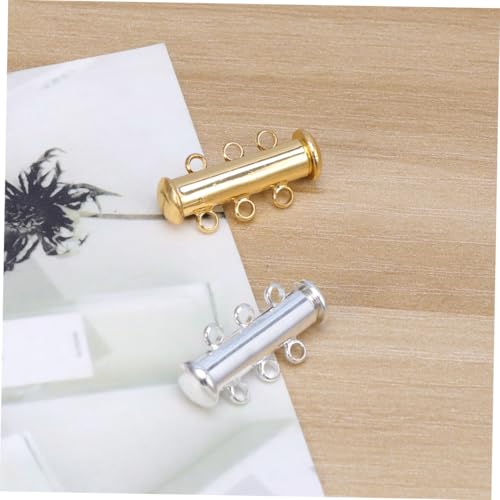 WEKAMOS 10 Stück Teiliges Magnetische Schmuckverbinder aus Vergoldetem und Versilbertem Messing Vielseitige Tube Locks für Armband und Halskettenverschlüsse für Mehrsträngige von WEKAMOS