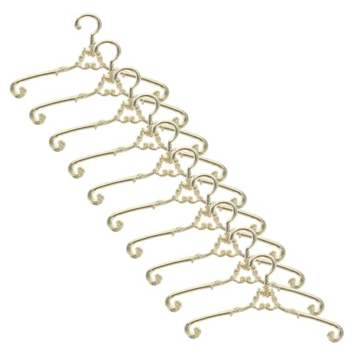 WEKAMOS 10 Stück Teiliges Mini Metall kleiderbügel für Puppen Retro Design Zarte Kleine Aufhänger für Puppenkleiderschrank Langlebig und Dekorativ für Puppenhaus Kleidung von WEKAMOS