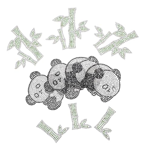 WEKAMOS 10 Stück Teiliges Panda-strass-aufnäher Selbstklebend Aufbügeln Funkelnde Rhinestone Applikationen mit Bambus-motiv für Kleidung Hüte Rucksäcke Jacken Kreative Diy-dekoration von WEKAMOS