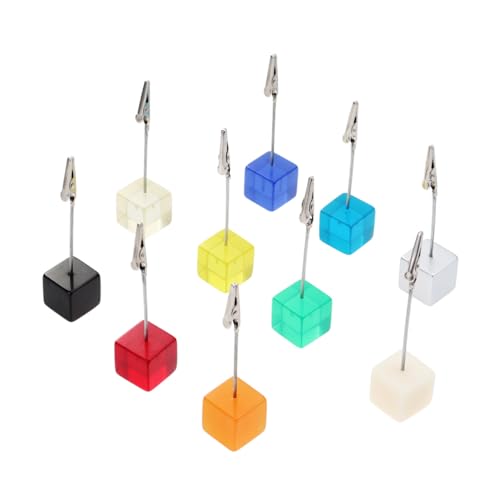 WEKAMOS 10 Stück Teiliges Resin Memo Clip Würfelform Metall klammer Fotohalter für Hochzeit Büro DIY Vielseitiger Kartenhalter für Tischdekoration und Notizen Zufällige Zufällige Farbe von WEKAMOS