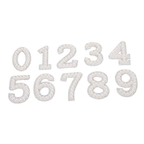 WEKAMOS 10 Stück Teiliges Strass Kunstperlen Zahlen Aufnäher zum Aufbügeln Dekorative DIY Stickerei Patches für Kleidung Jeans Glitzernde Reparatur Applikationen für Besondere Anlässe von WEKAMOS