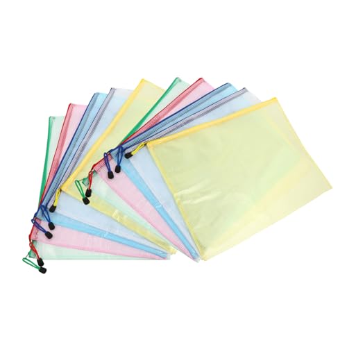 WEKAMOS 10 Stück Zipper Dokumententaschen Reißverschlussbeutel für Schule Büro Aufbewahrung von Dokumenten Reiseunterlagen und Zufällige Farbe Zufällige Farbe von WEKAMOS