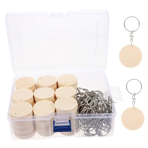 WEKAMOS 100 Sätze Teiliges Holz Schlüsselanhänger Runde DIY Holzscheiben Schlüsselringe Glatt Poliert Multifunktional für Schlüssel Taschen Rucksäcke Leicht und Langlebig zum Basteln und von WEKAMOS