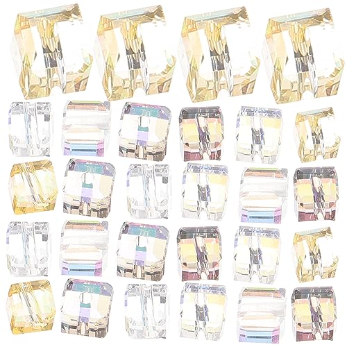 WEKAMOS 100 Stück Quadratische Glasperlen Bunte Cube Schmuckperlen Leichte DIY Bastelperlen für Armbänder Halsketten Ohrringe Handgemachte Schmuckherstellung Vielseitige Bastelperlen von WEKAMOS