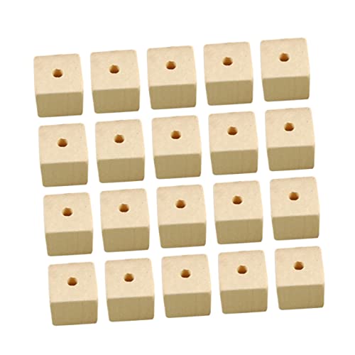 WEKAMOS 100 Stück Quadratische Holzperlen für DIY Schmuckherstellung Glatte Oberfläche Natürliche Holzfarbe Bastelperlen für Armbänder Halsketten Zubehör von WEKAMOS
