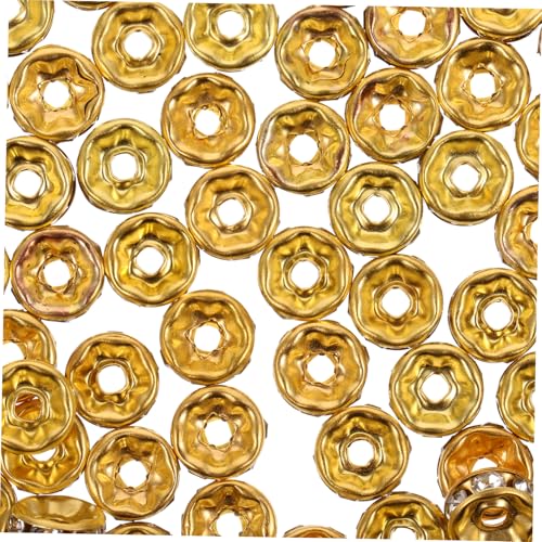 WEKAMOS 100 Stück Rondelle Spacer Perlen Gold Weiß Strass für Schmuckherstellung DIY Bastelperlen Zubehör für Armbänder Halsketten WEKAMOS 100 Stück Rondelle Spacer Perlen Gold Weiß Strass für Schmuckherstellung DIY Bastelperlen Zubehör für Armbänder Halsketten von WEKAMOS