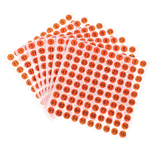 WEKAMOS 100 Stück Runde Nummernaufkleber Selbstklebend Orange mit Schwarzer Durchmesser für Zimmer und Hausnummern Langlebig und Ablösbar für DIY Projekte und Beschriftungen Hotels Cafés von WEKAMOS
