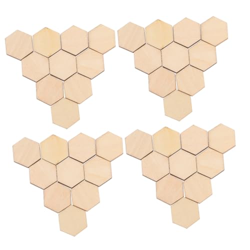 WEKAMOS 100 Stück Sechseckige Buchenholzscheiben Holzformen für DIY Bastelarbeiten Hochzeit Geburtstagsdeko Weihnachtsdeko Naturholzornamente Langlebig und Glatt von WEKAMOS