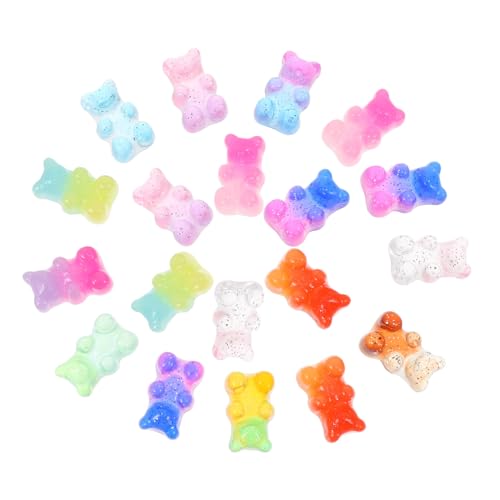 WEKAMOS 100 Stück Teiliges Bunte Harz Bären Charms mit Glitzerpulver Leichte DIY Craft Ornamente für Handyhüllen Dekoration Kreative Bastelverzierung Süße Cartoon Figuren für von WEKAMOS