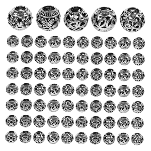 WEKAMOS 100 Stück Teiliges Metall perlen mit Großem Loch Hohlrund Langlebig und Vielseitig für DIY Armbänder Halsketten Schmuckherstellung Einfache Fädelung für Individuelle Designs WEKAMOS 100 Stück Teiliges Metall perlen mit Großem Loch Hohlrund Langlebig und Vielseitig für DIY Armbänder Halsketten Schmuckherstellung Einfache Fädelung für Individuelle Designs von WEKAMOS