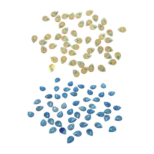 WEKAMOS 100 Stück Wassertröpfchenförmige Flache Resin strasssteine in Gelb und Blau zum Aufnähen für DIY Hochzeit Kleid Schmuck Textilien Dekoration von WEKAMOS