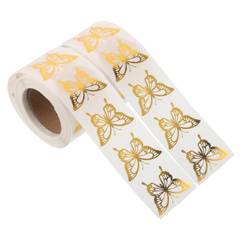 WEKAMOS 1000 Stück Teiliges Schmetterling Metallic Aufkleber Goldfolie Geprägt Selbstklebende Umschlag Siegel Aufkleber für Einladungen Geburtstage Babypartys Geschenkdekoration von WEKAMOS