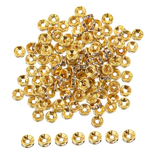 WEKAMOS 100Stücke Goldene Strass Abstandsperlen für Schmuckherstellung Große Rondelle Spacer Perlen für Armbänder und Elegantes Design für DIY Projekte von WEKAMOS