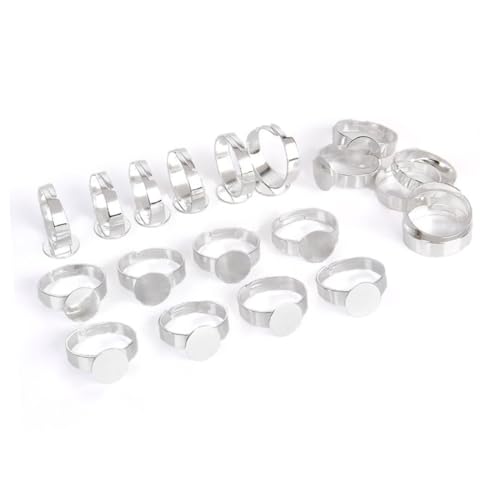 WEKAMOS 10Stücke Verstellbare Ringbasis Silber Umweltfreundliche Elektroplattierung ohne Nickel Bezel Ring Rohlinge für Schmuckherstellung DIY Zubehör WEKAMOS 10Stücke Verstellbare Ringbasis Silber Umweltfreundliche Elektroplattierung ohne Nickel Bezel Ring Rohlinge für Schmuckherstellung DIY Zubehör von WEKAMOS