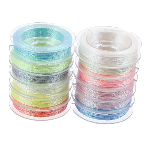 WEKAMOS 12 Rollen Leuchtendes Nähgarn für Basteln Stickgarn Farben für Nähmaschine und DIY Projekte für Kostüme und Dekorationen von WEKAMOS