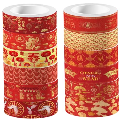 WEKAMOS 12 Rollen Washi Tape DIY Dekoratives Klebeband für Handbücher Fotoalben und Scrapbooking mit Elegantem Design für Chinesische Neujahr WEKAMOS 12 Rollen Washi Tape DIY Dekoratives Klebeband für Handbücher Fotoalben und Scrapbooking mit Elegantem Design für Chinesische Neujahr von WEKAMOS