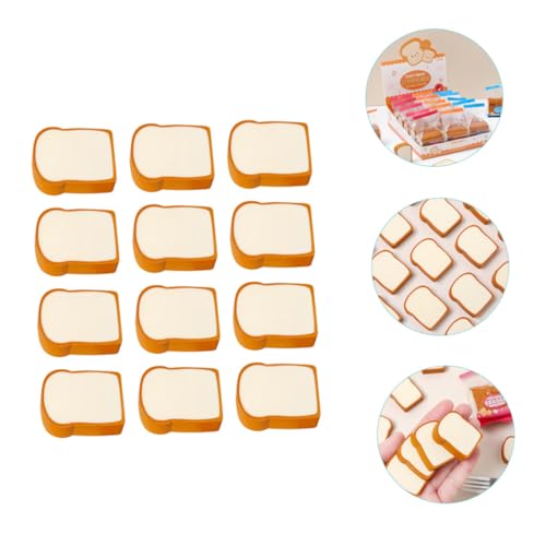 WEKAMOS 12 Stück Cartoon Food Radiergummis für Schüler Kreative Toastbrot motive Dekorative Schulradierer Praktische und Lustige Schreibwaren für Schüler von WEKAMOS