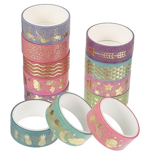 WEKAMOS 12 Stück Dekorative Washi Klebebänder pro Rolle Dünnes Washi Tape für Scrapbooking Journaling und DIY Projekte Vielseitige Hand Account Tapes mit Goldener Folie WEKAMOS 12 Stück Dekorative Washi Klebebänder pro Rolle Dünnes Washi Tape für Scrapbooking Journaling und DIY Projekte Vielseitige Hand Account Tapes mit Goldener Folie von WEKAMOS