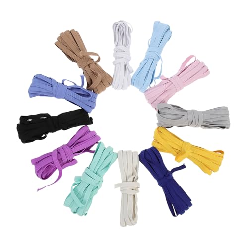 WEKAMOS 12 Stück Teiliges Bunte Flache Nylon Gummibänder Breit Elastische Bänder zum Nähen Basteln Bekleidungszubehör DIY Kleidung Gürtel Zubehör Zufällige Farbe von WEKAMOS