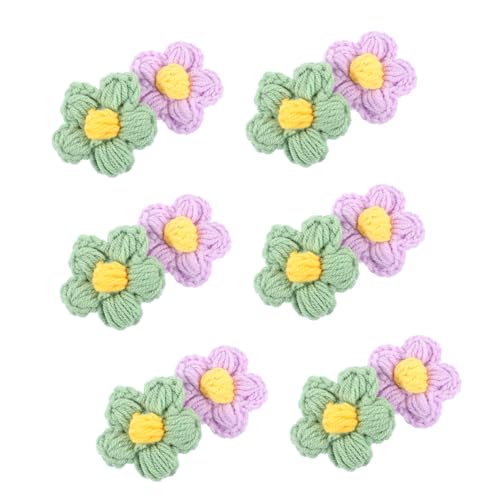 WEKAMOS 12 Stück Teiliges Häkelblumen Blumendesign DIY Kleidungsschmuck Puffblumen Design Geeignet für Broschen Haarschmuck Handyhüllen und Taschen Farbenfrohe Handgefertigte Accessoires von WEKAMOS