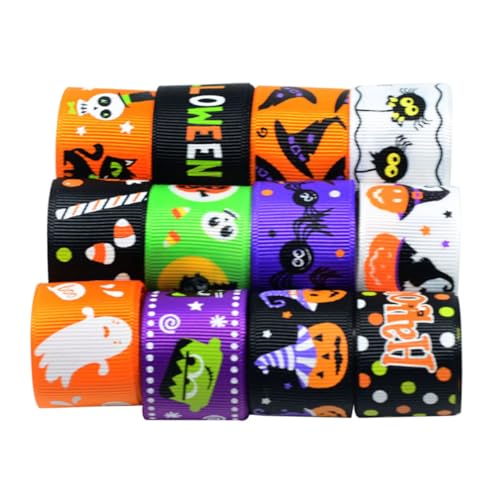 WEKAMOS 12 Stück Teiliges Halloween Dekorationsband Set mit Bedrucktem DIY Geschenkband Langlebiges Partyband für Bastelarbeiten Geschenkverpackung und Festliche Halloween Feiern WEKAMOS 12 Stück Teiliges Halloween Dekorationsband Set mit Bedrucktem DIY Geschenkband Langlebiges Partyband für Bastelarbeiten Geschenkverpackung und Festliche Halloween Feiern von WEKAMOS