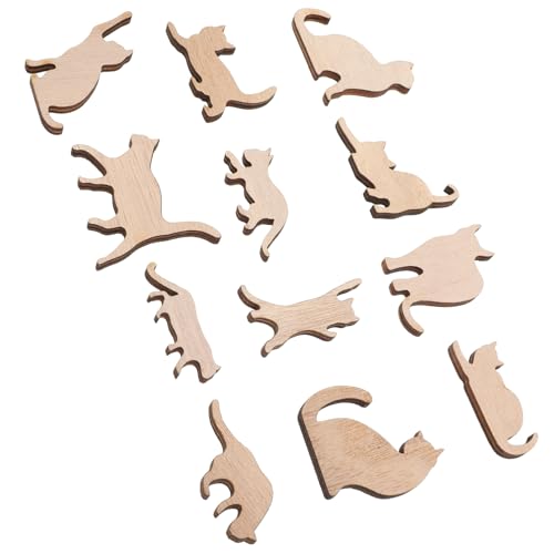 WEKAMOS 12 Stück Teiliges Katzenförmige Holzschneider für DIY Unbehandelte Holzverzierungen zum Bemalen für Bastelprojekte und Kinderaktivitäten WEKAMOS 12 Stück Teiliges Katzenförmige Holzschneider für DIY Unbehandelte Holzverzierungen zum Bemalen für Bastelprojekte und Kinderaktivitäten von WEKAMOS
