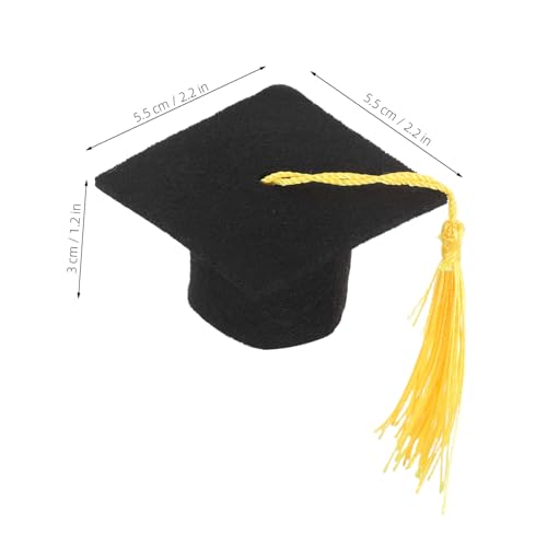 WEKAMOS 12 Stück Teiliges Mini Graduation Cap Cupcake Topper mit Gelben Quasten Abschlusskappen Tortendeko für Abschlussfeier Bachelorhut Party Dekoration Passend für Kuchen und Desserts von WEKAMOS
