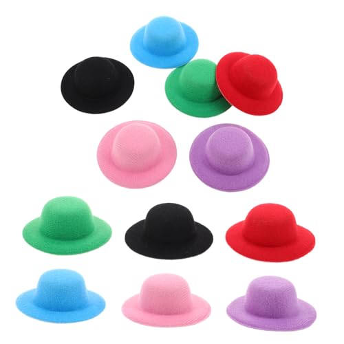 WEKAMOS 12 Stück Teiliges Miniatur Mini Top Hats Bunt Leichte Realistische Puppenhut Accessoires für DIY Basteln Kreative Verkleidung für Puppenkleidung und Fotoaufnahmen von WEKAMOS