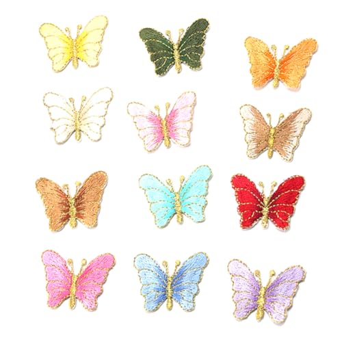 WEKAMOS 12 Stück Teiliges Schmetterling Bügelflicken Stickerei Applikationen zum Aufbügeln und Annähen Bunte Aufnäher für Kleidung Taschen Hüte DIY Textil Dekoration WEKAMOS 12 Stück Teiliges Schmetterling Bügelflicken Stickerei Applikationen zum Aufbügeln und Annähen Bunte Aufnäher für Kleidung Taschen Hüte DIY Textil Dekoration von WEKAMOS