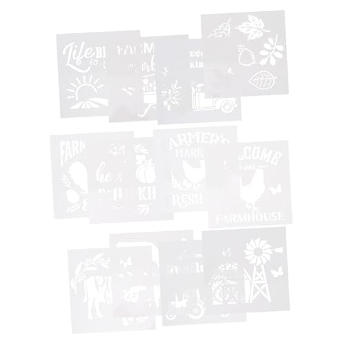 WEKAMOS 12 Stück Teiliges Wiederverwendbarer Filigraner Bauernhof Zeichenschablonen Vielseitige und Bastelvorlagen für DIY Geschenke und Heimdekoration von WEKAMOS